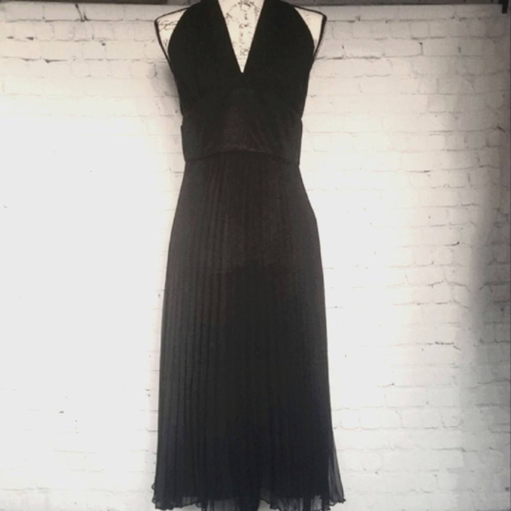 ABS Allen Schwartz Black Evening Halter Cocktail Dress, Size 10
